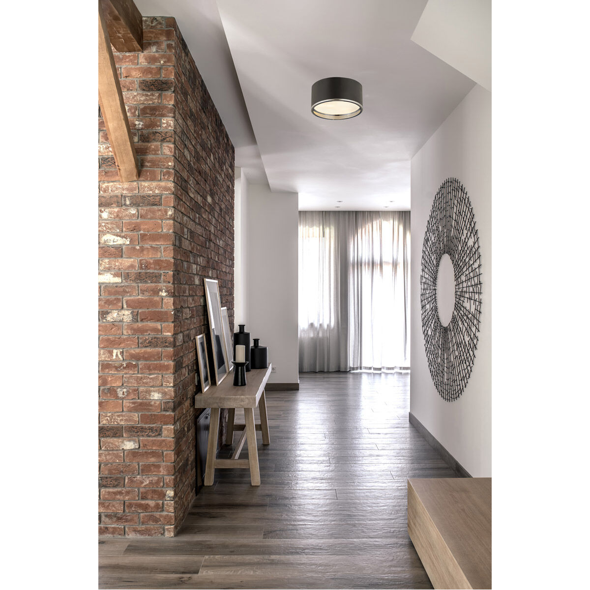 Arlo 2 Light 12.25 inch Matte Black and Chrome Flush Mount Ceiling Light