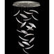 Elevate 8 Light 32 inch Silver Pendant Ceiling Light in Silver Leaf, White Plumes Studio Glass