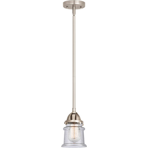 Nouveau 2 Small Canton LED 5.25 inch Brushed Satin Nickel Mini Pendant Ceiling Light in Seedy Glass