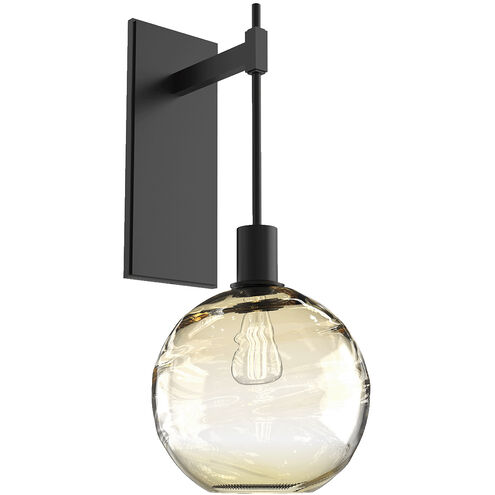 Optic Blown Glass 1 Light 9 inch Matte Black Indoor Sconce Wall Light in Terra Amber, Tempo