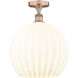 Edison White Venetian 1 Light 13.75 inch Antique Copper Semi-Flush Mount Ceiling Light