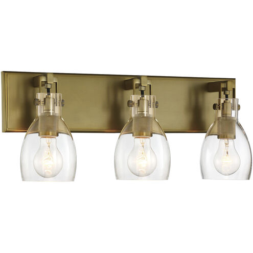 Tiberia 3 Light 22 inch Soft Brass Bath Light Wall Light