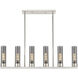 Empire 6 Light 44.25 inch Polished Nickel Linear Pendant Ceiling Light in Plated Smoke Glass
