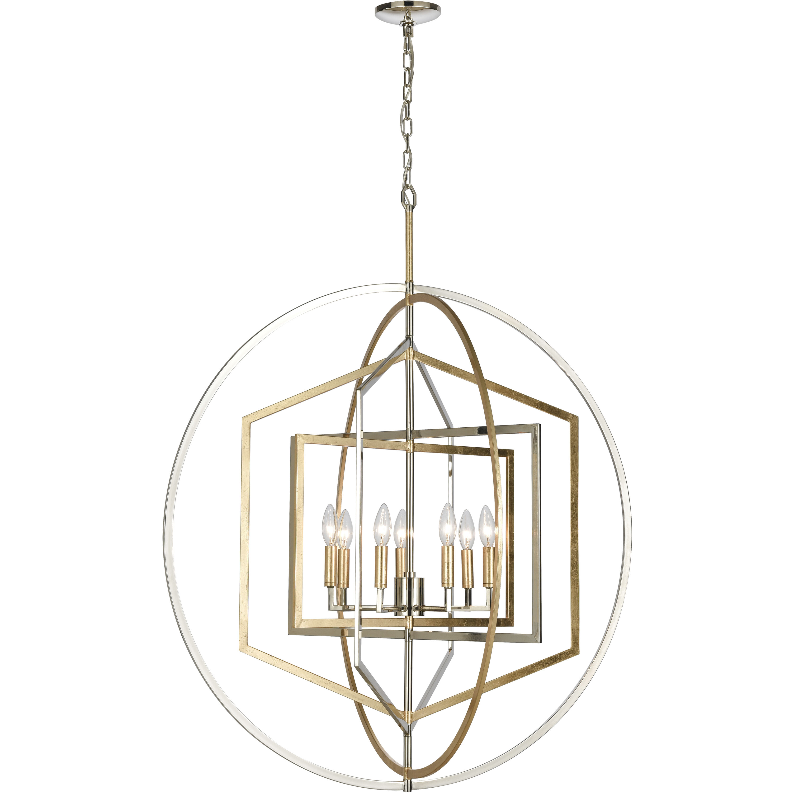 Geosphere 7 Light 36 inch Polished Nickel Chandelier Ceiling Light
