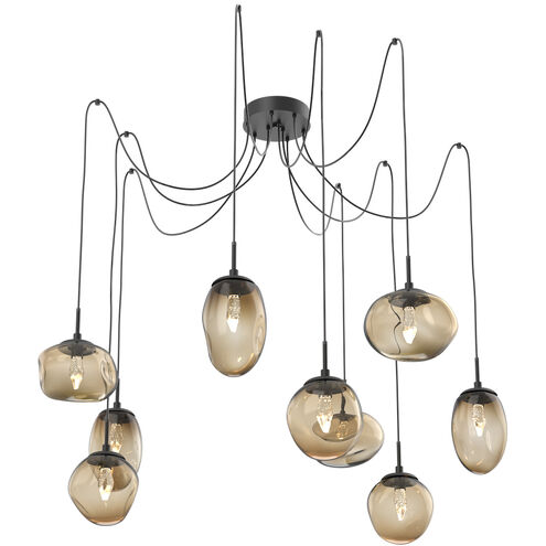Cosmos LED 17 inch Matte Black Swag Multi-Pendant Ceiling Light in 2700K LED, Geo Inner - Bronze Outer
