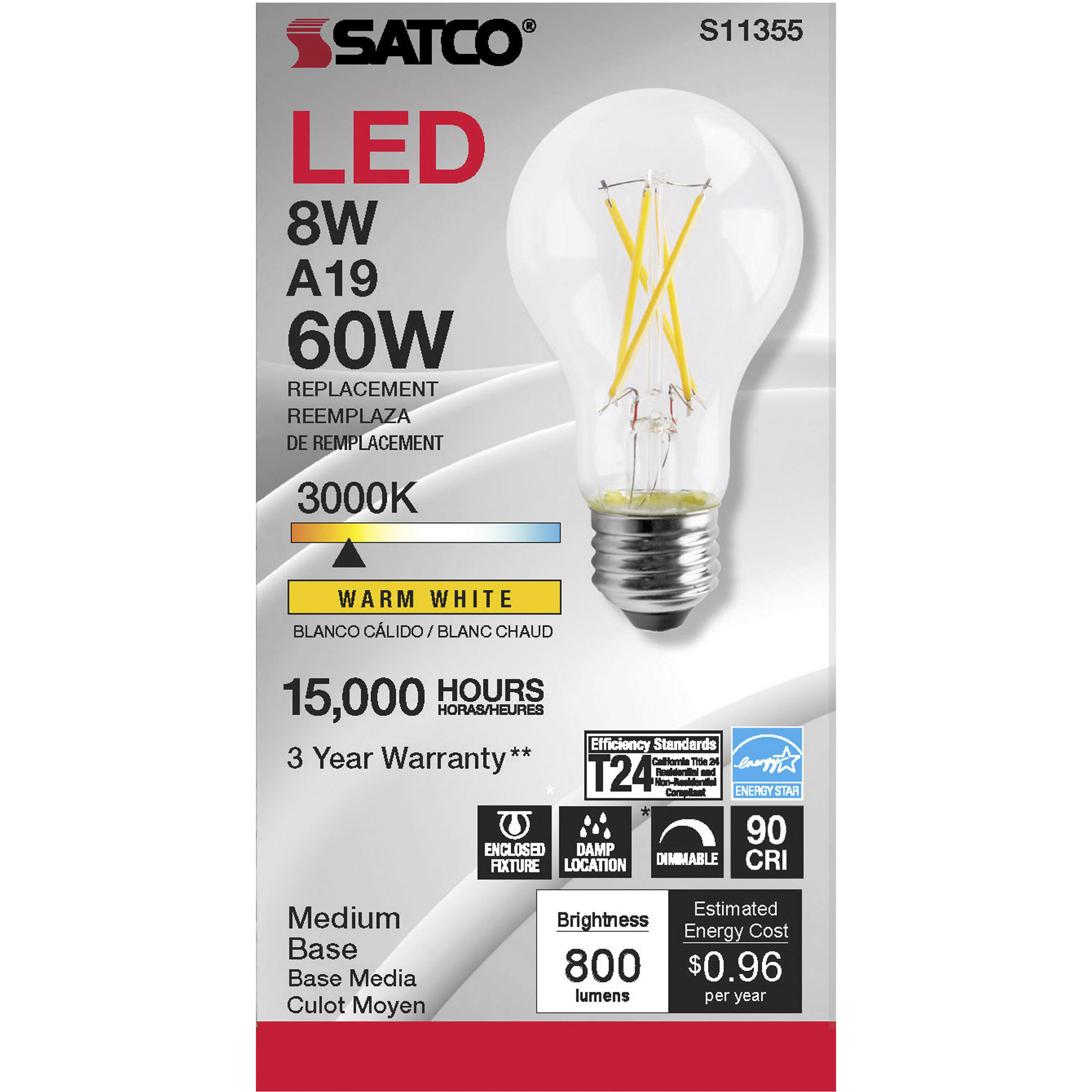 Lumos LED 8.00 watt 120 3000K Light Bulb