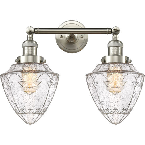 Franklin Restoration Bullet 2 Light 18 inch Brushed Satin Nickel Bath Vanity Light Wall Light