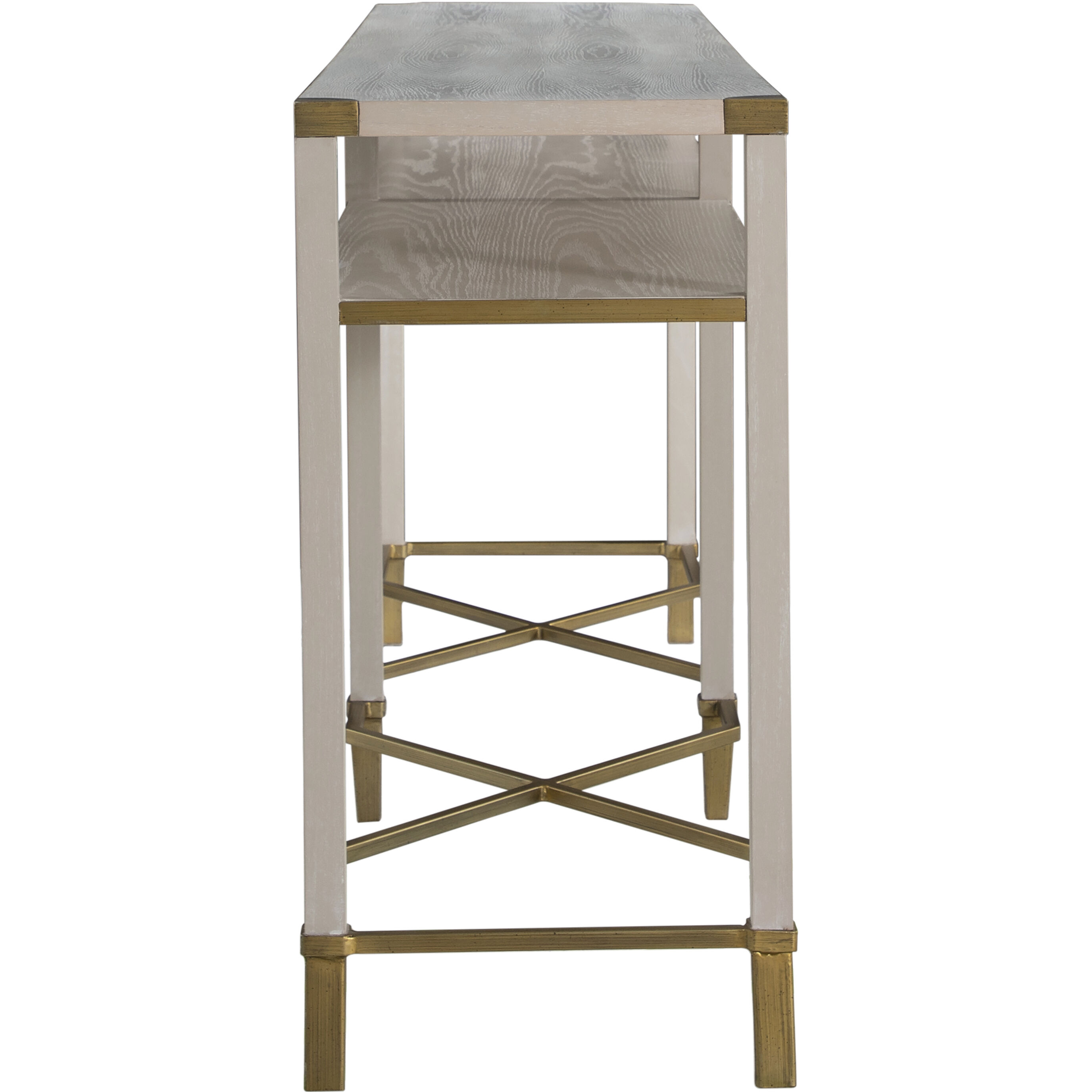 Sue 70 X 15 inch Cerused White and Brushed Gold Console Table