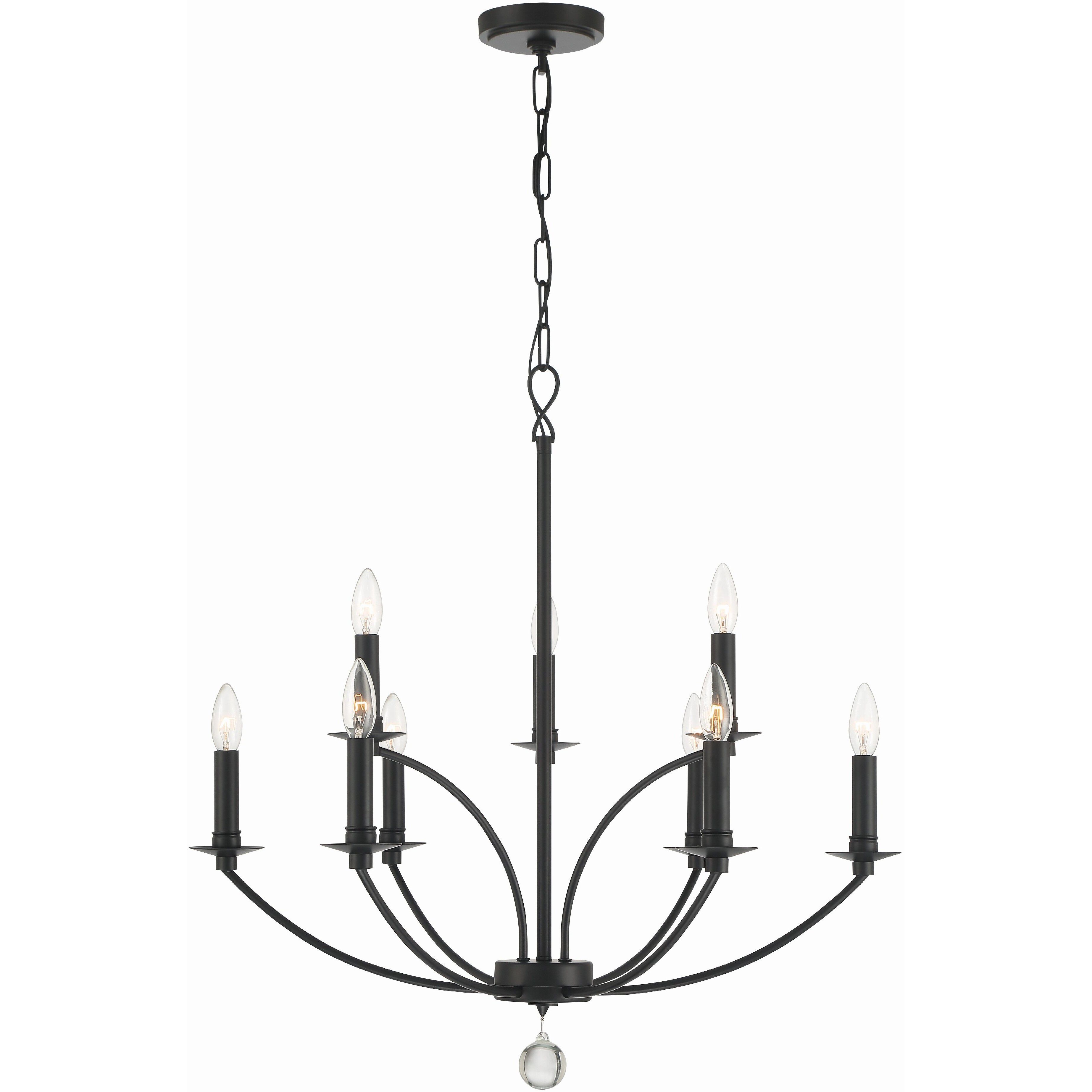 Mila 9 Light 28 inch Black Chandelier Ceiling Light
