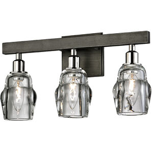 Citizen 3 Light 16.5 inch Graphite And Polished Nickel Bath And Vanity Wall Light, Clear Pressed Glass