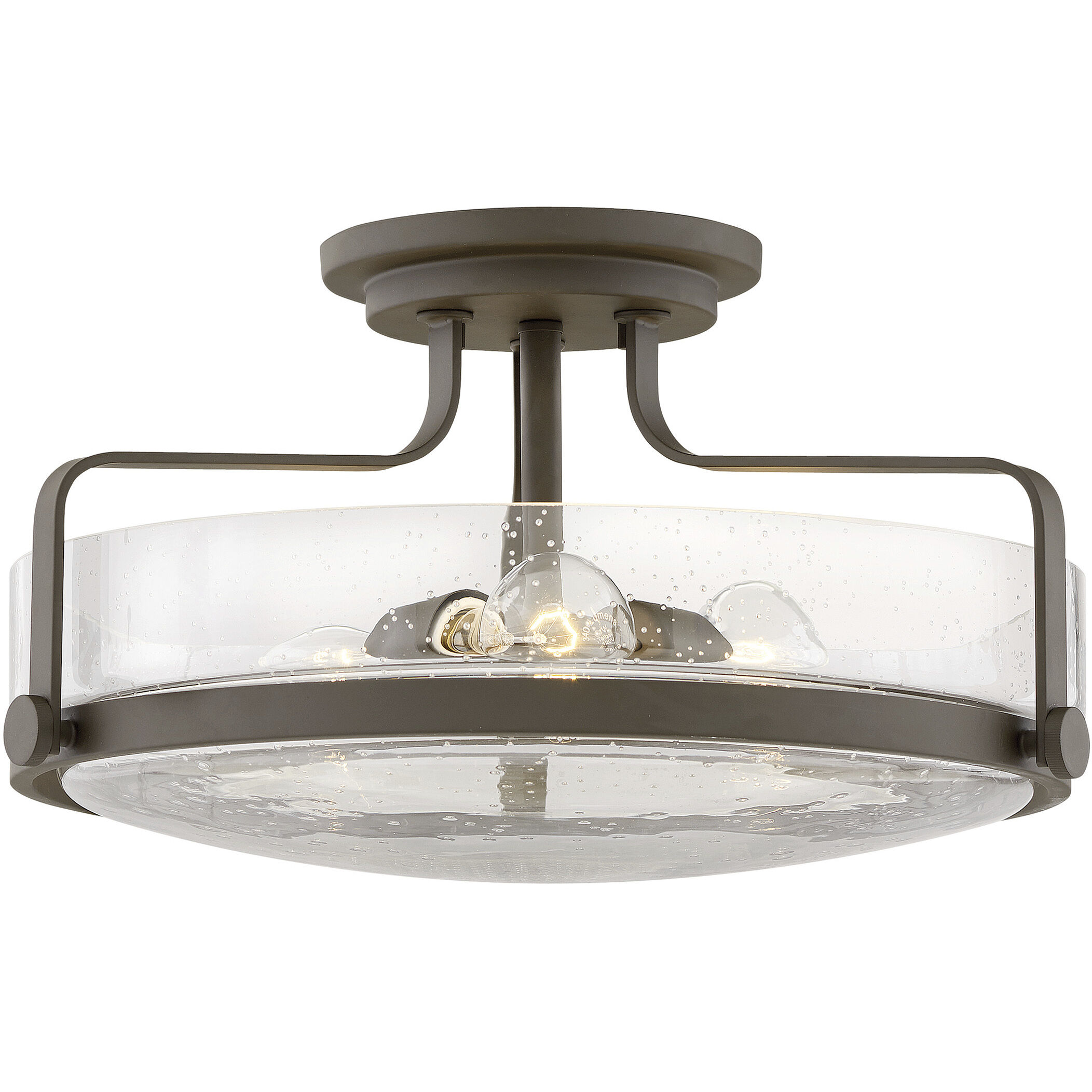 Harper 3 Light 18 inch Oil Rubbed Bronze Indoor Semi-Flush Mount Ceiling Light in Clear Seedy