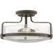 Harper 3 Light 18 inch Oil Rubbed Bronze Indoor Semi-Flush Mount Ceiling Light in Clear Seedy
