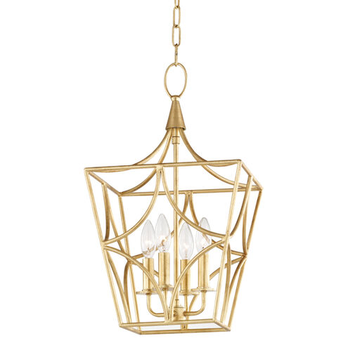 Green Point 4 Light 11.75 inch Gold Leaf Pendant Ceiling Light