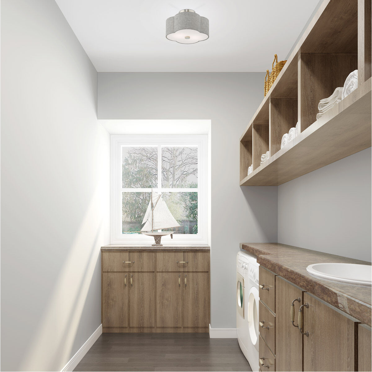 Kalmar 2 Light 13 inch Brushed Nickel Semi-Flush Mount Ceiling Light