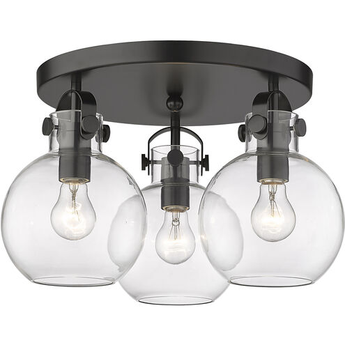 Newton Sphere 3 Light 19.63 inch Matte Black Flush Mount Ceiling Light in Clear Glass