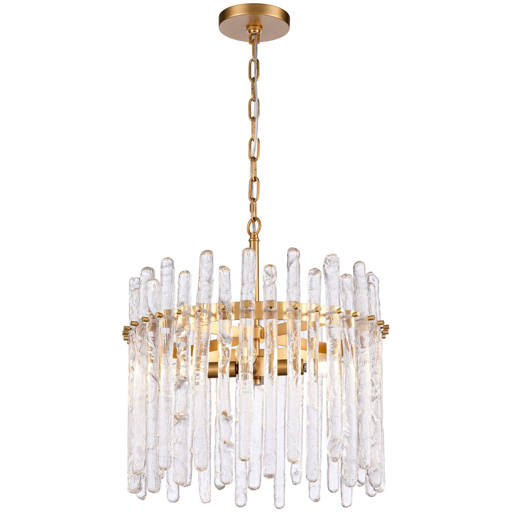 Icicles 4 Light 18 inch Natural Brass Pendant Ceiling Light, Converts to Semi Flush