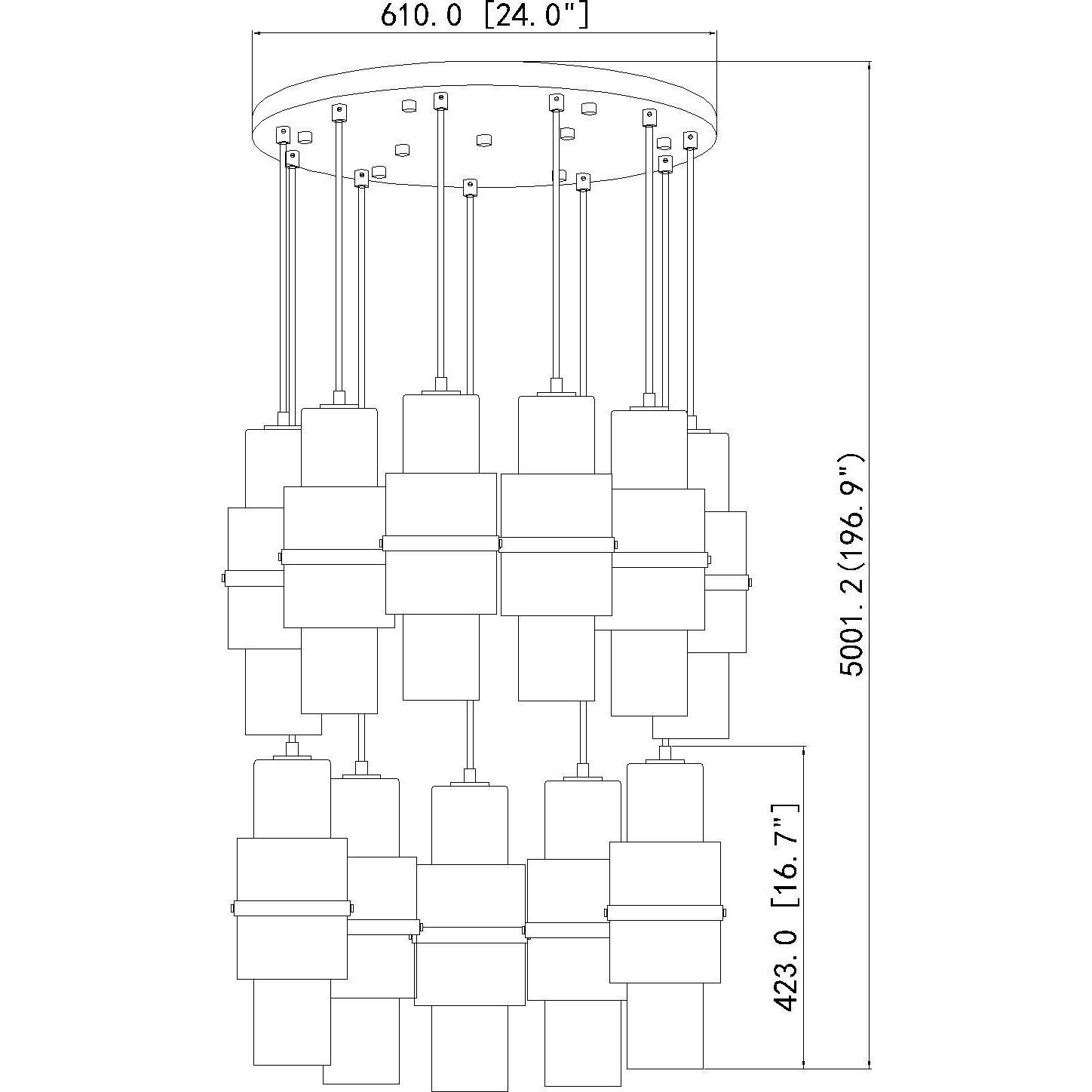 Cayden 11 Light 24 inch Matte Black Chandelier Ceiling Light