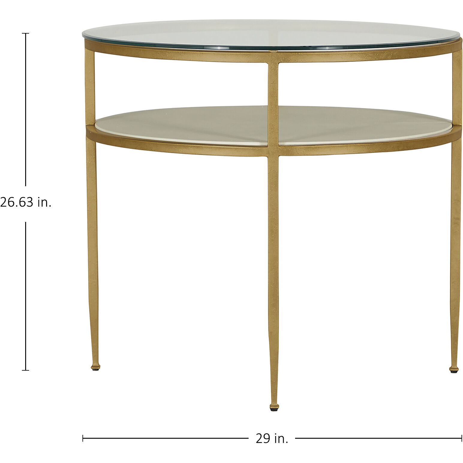 Constance 29 X 29 inch White Leather and Antique Brass Leaf Side Table