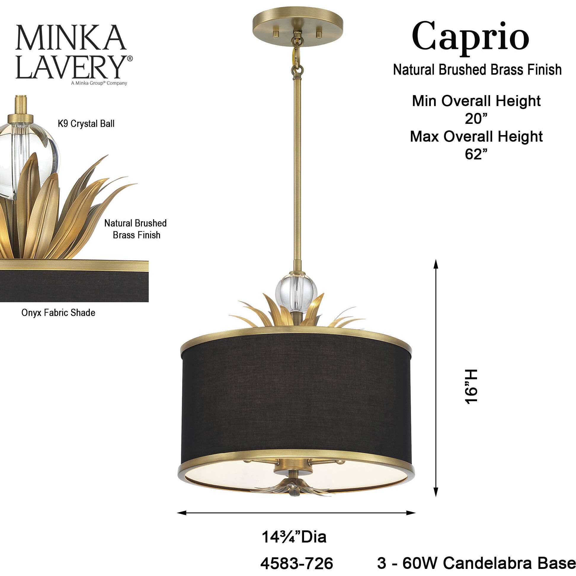Minka Lavery Caprio 3 Light Pendant Natural Brushed Brass 4583 672