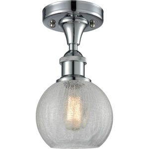 Ballston Athens LED 8 inch Polished Chrome Semi-Flush Mount Ceiling Light in Clear Crackle Glass, Ballston