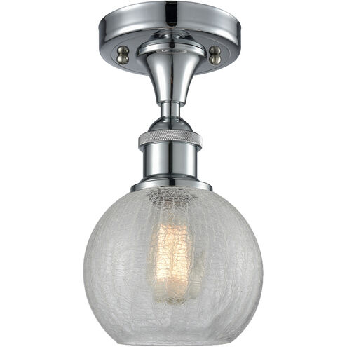 Ballston Athens 1 Light 8 inch Polished Chrome Semi-Flush Mount Ceiling Light in Clear Crackle Glass, Ballston