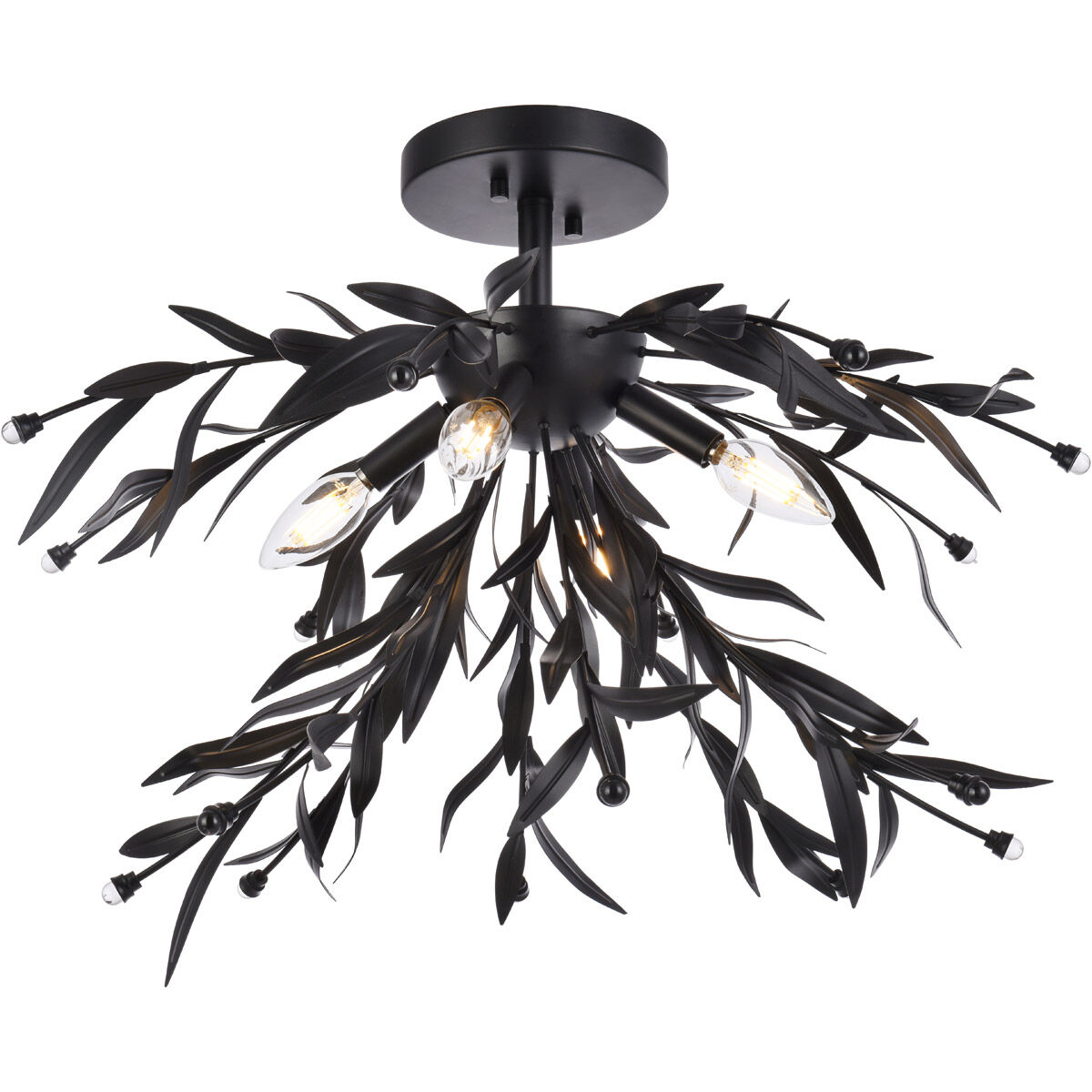 Priscilla 4 Light 23 inch Black Flush Mount Ceiling Light