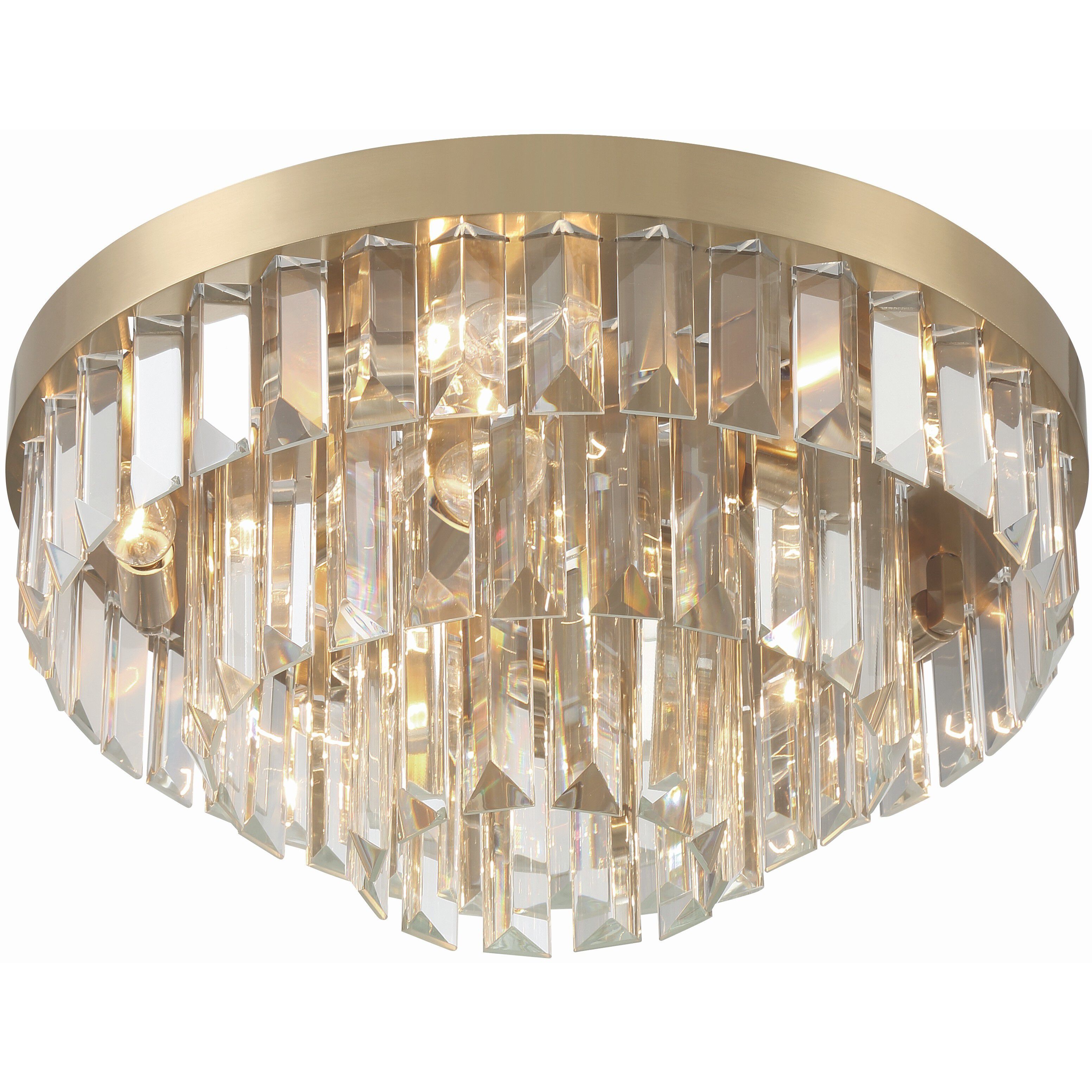 Hayes 8 Light 18 inch Aged Brass Flush Ceiling Light