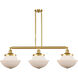 Franklin Restoration Large Oxford 3 Light 42 inch Satin Gold Island Light Ceiling Light in Matte White Glass, Franklin Restoration