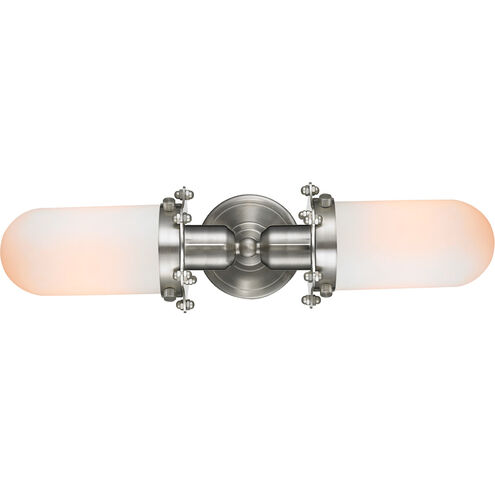 Austere Centri 2 Light 22 inch Brushed Satin Nickel Bath Vanity Light Wall Light in Incandescent, Matte White Glass, Austere