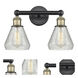 Conesus 2 Light 15 inch Black Antique Brass Bath Vanity Light Wall Light