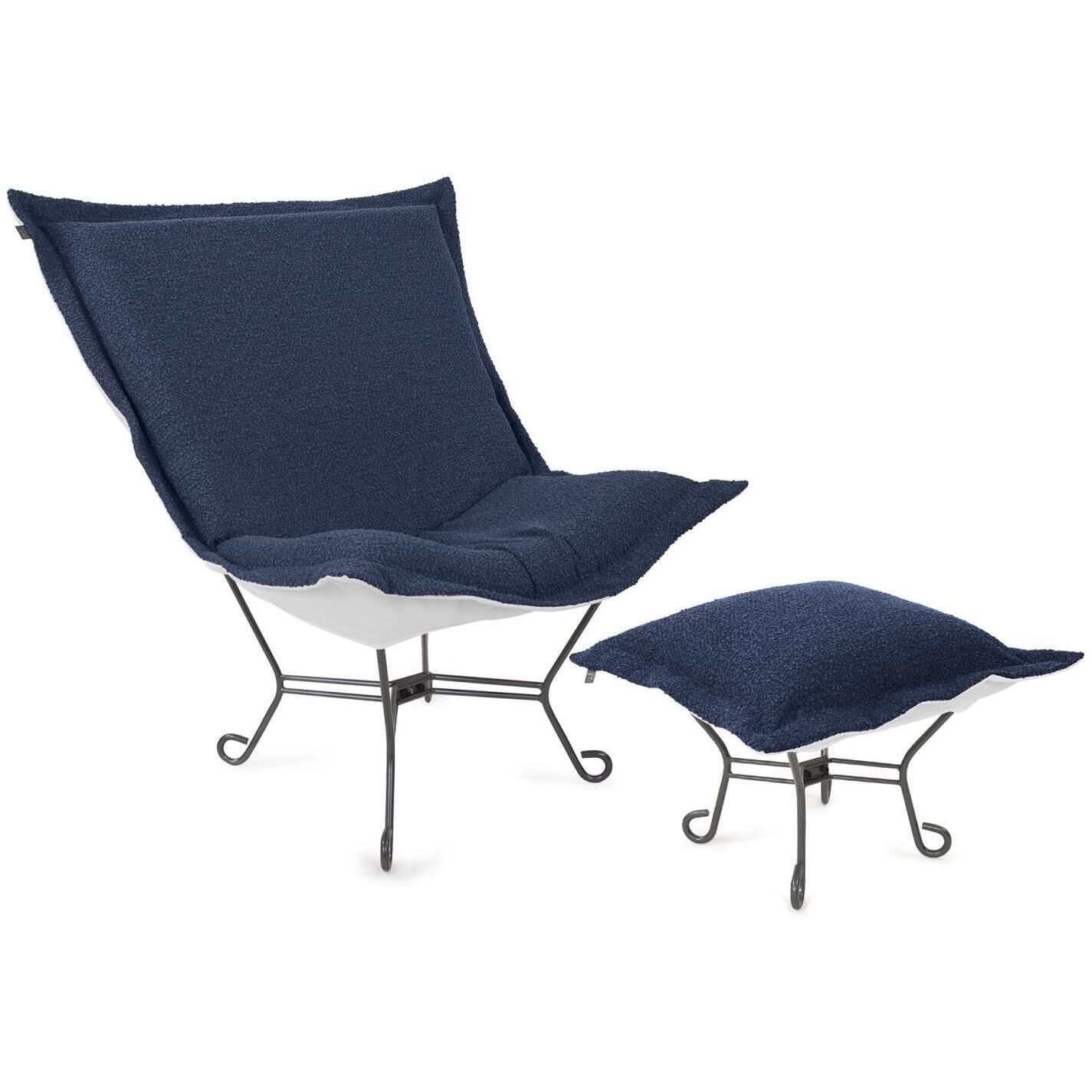 Alicante Indigo Patio Scroll Puff Chair