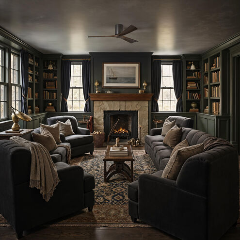 Atlas Irene-3H 52 inch Textured Bronze with Walnut Tone Blades Ceiling Mount Paddle Fan, Flush Mounted