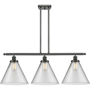 Ballston X-Large Cone 3 Light 36 inch Oil Rubbed Bronze Island Light Ceiling Light in Clear Glass