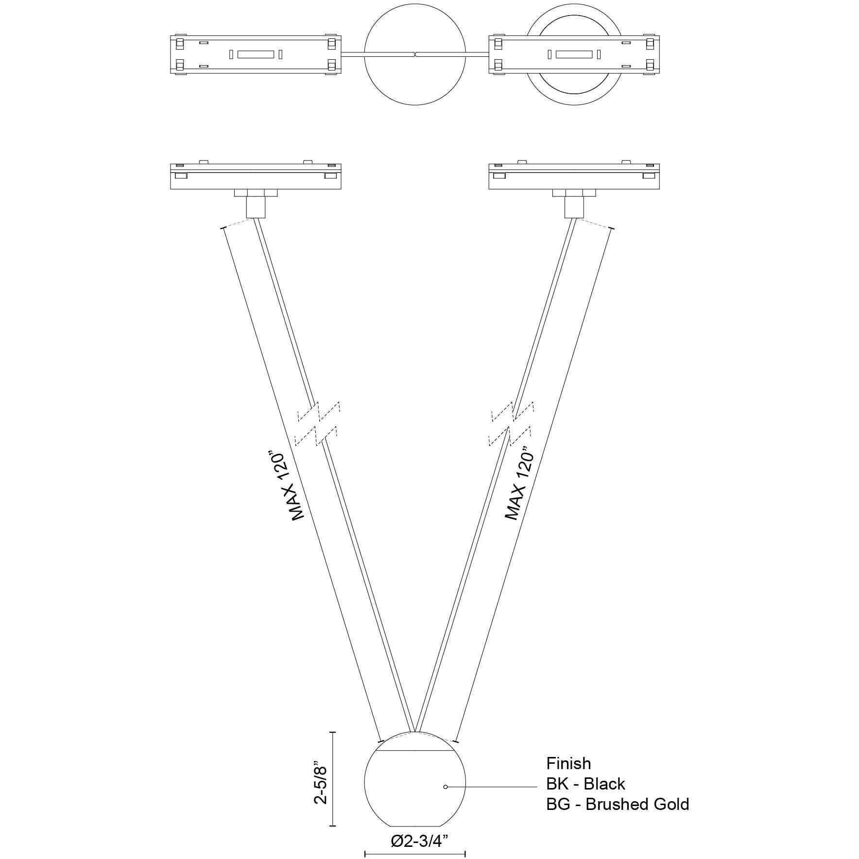 Faria Double 48V DC Black Trilo Track Pendant Ceiling Light