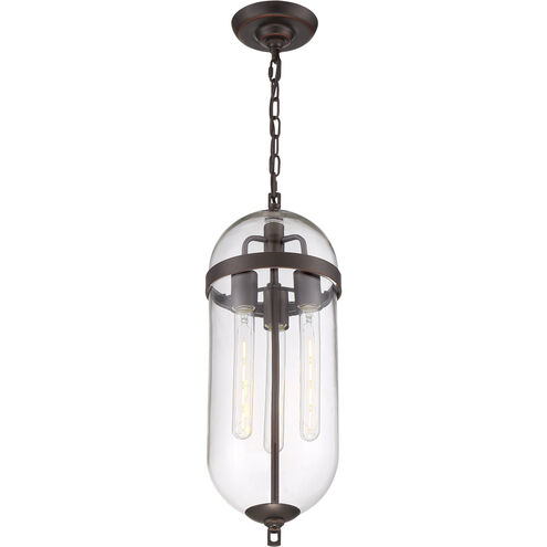 Fantom 3 Light 8 inch Mahogany Bronze and Clear Pendant Ceiling Light