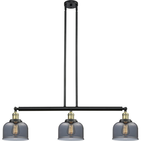 Franklin Restoration Large Bell LED 41 inch Black Antique Brass Island Light Ceiling Light in Plated Smoke Glass, Franklin Restoration