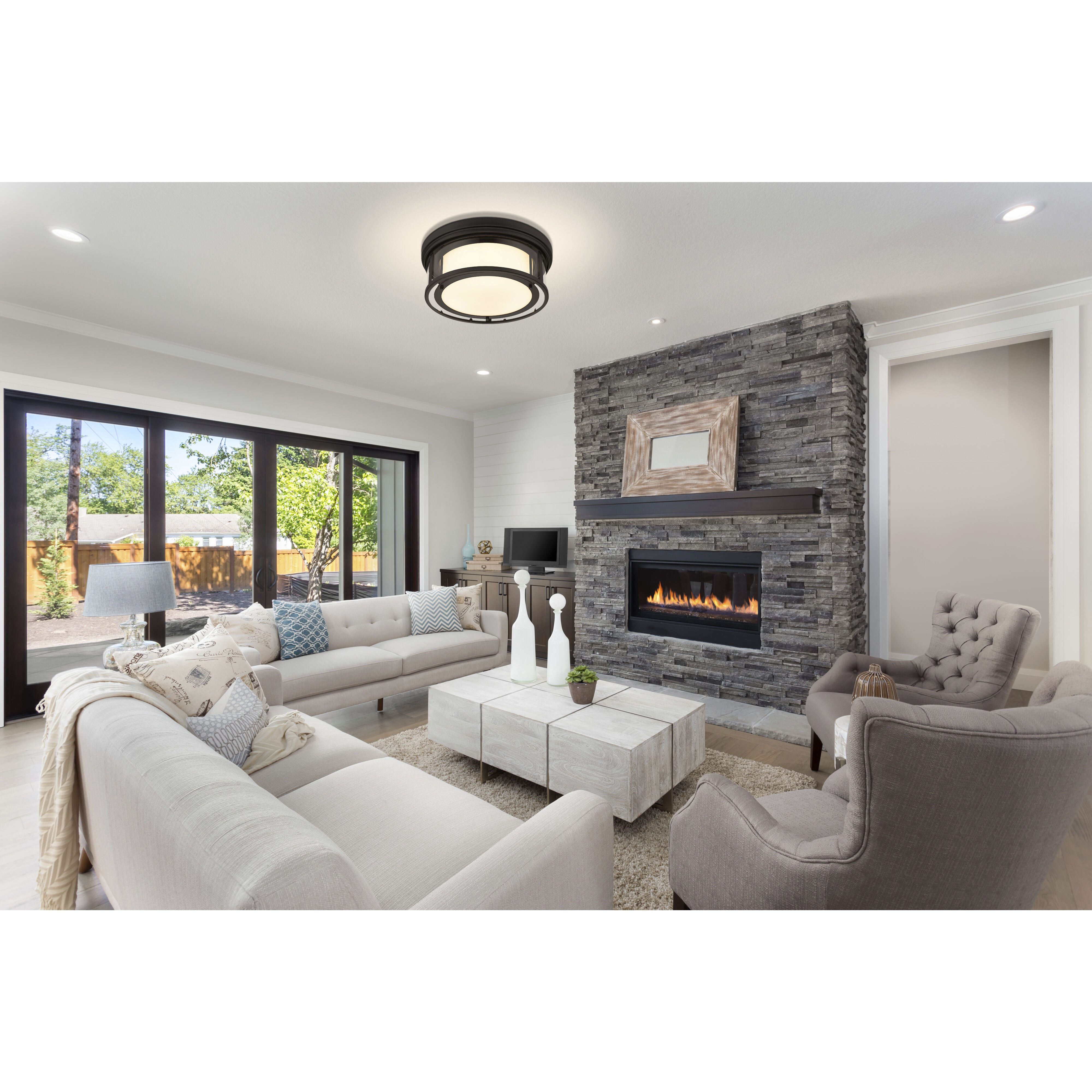 Willow 3 Light 16 inch Matte Black Flush Mount Ceiling Light