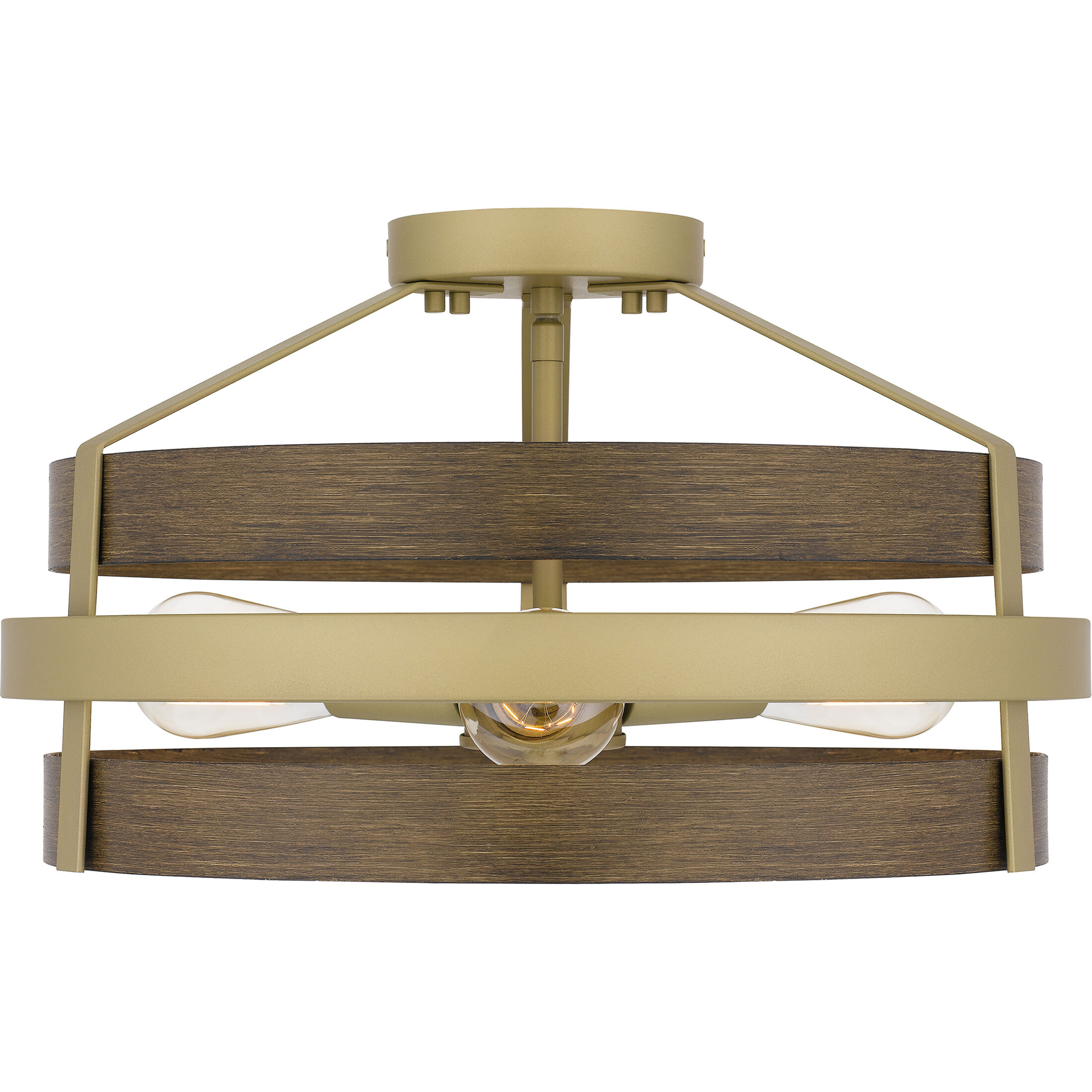 Gadsen 3 Light 16 inch Champagne Gold Semi-Flush Mount Ceiling Light