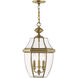 Monterey 3 Light 13 inch Antique Brass Outdoor Pendant Lantern