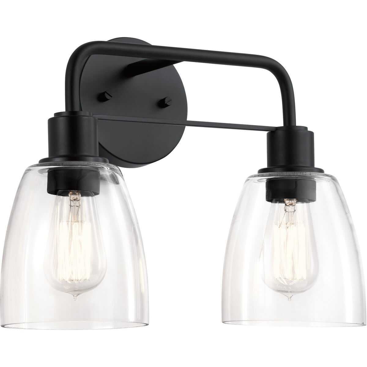 Meller 2 Light 15 inch Black Wall Mount Bath Light Wall Light, 2 Arm