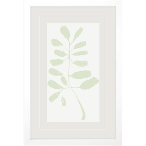 Soft Sprig Trio Green and Blue and Gray Framed Art