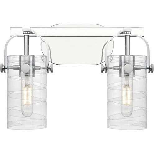 Pilaster II Cylinder 2 Light 14.88 inch Polished Chrome Bath Vanity Light Wall Light in Deco Swirl Glass