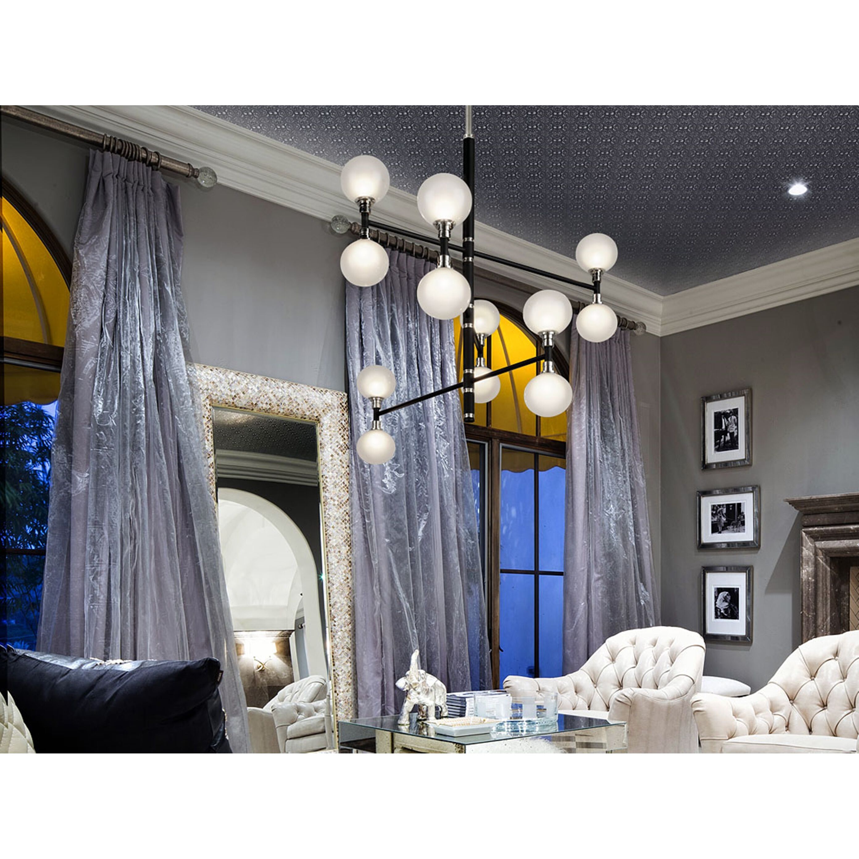 Andromeda 12 Light 42 inch Carbide Black With Polished Nickel Accents Chandelier Ceiling Light