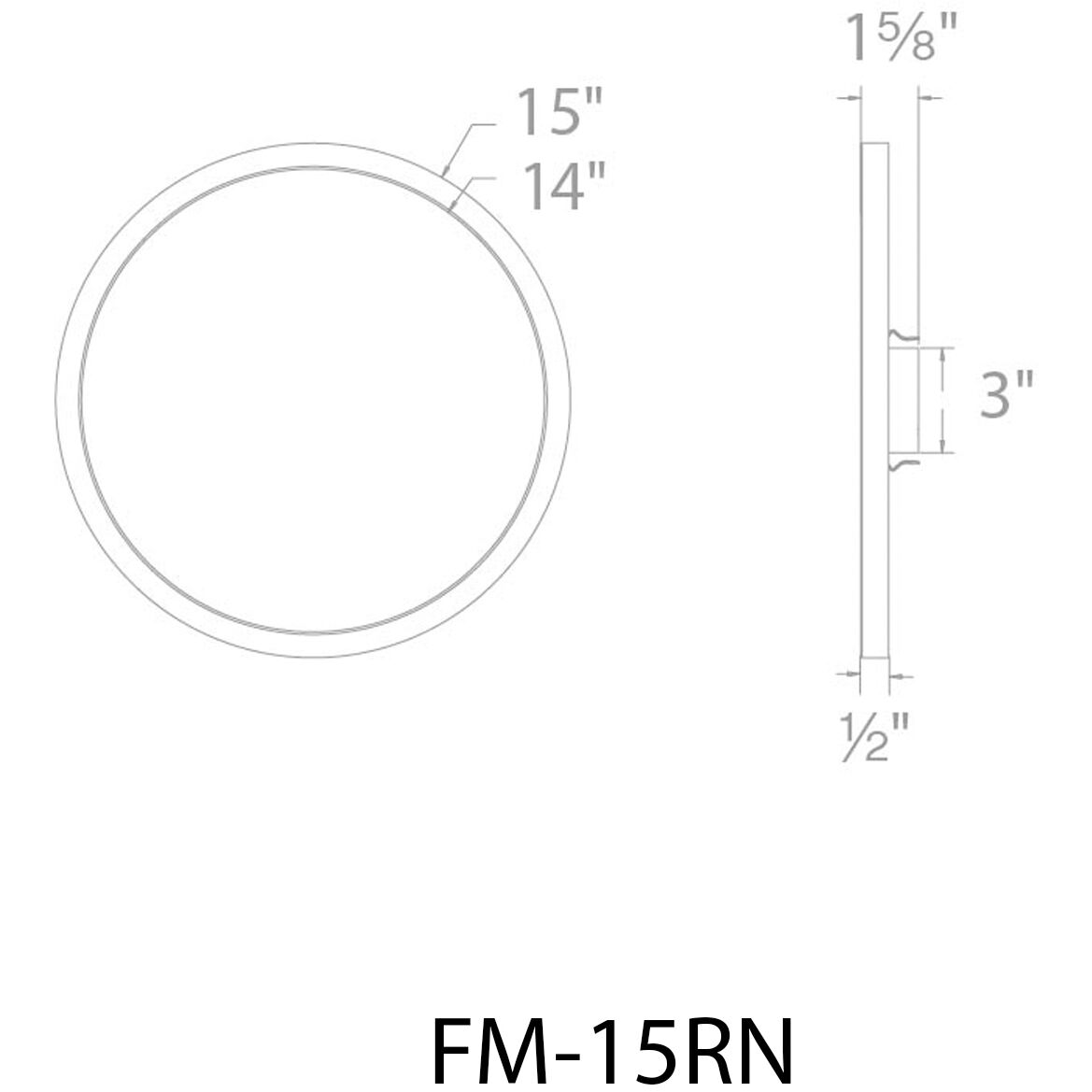 Round LED 15 inch Black Flush Mount Ceiling Light in 3500K, WAC Limited