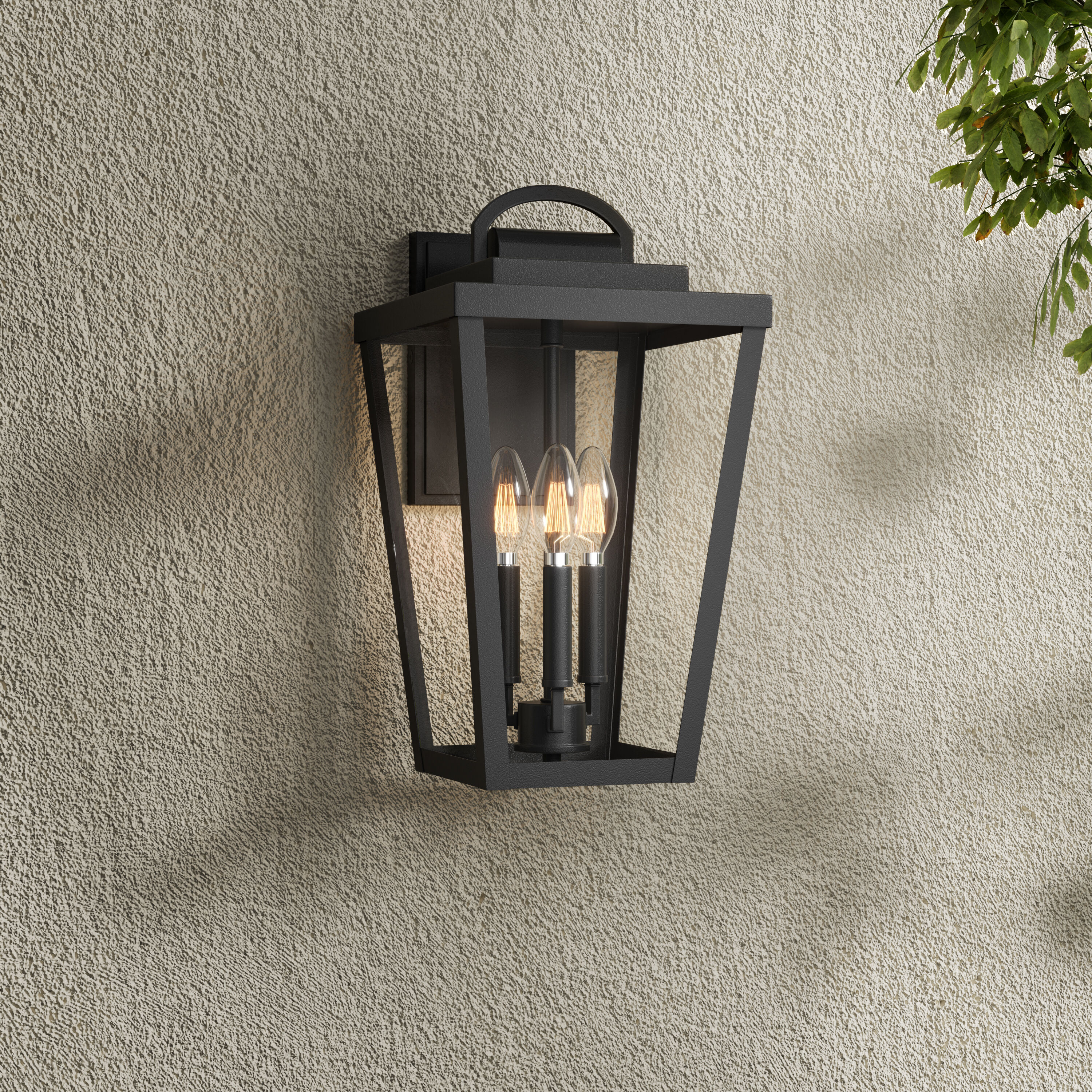 Brenwick 3 Light 17 inch Powder Coated Black Outdoor Wall Sconce