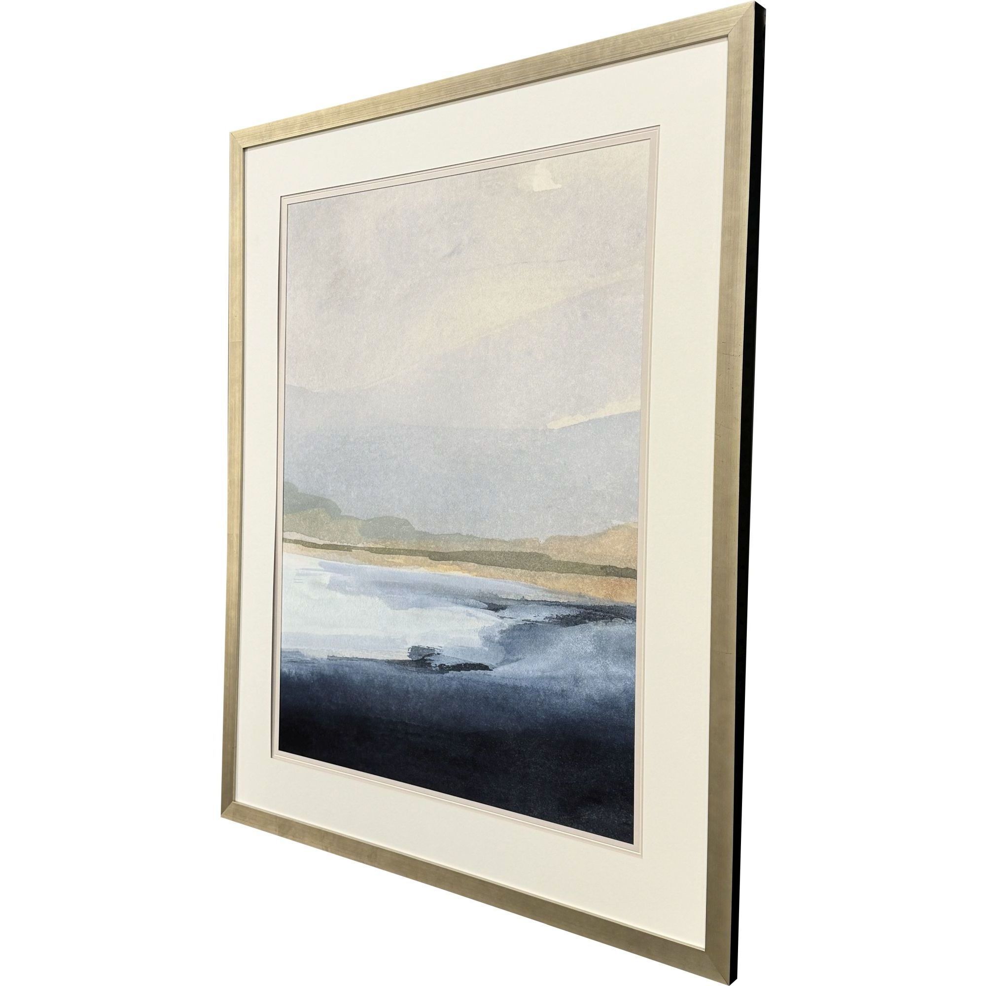 Misty I & II Blue and Orange and White Framed Art