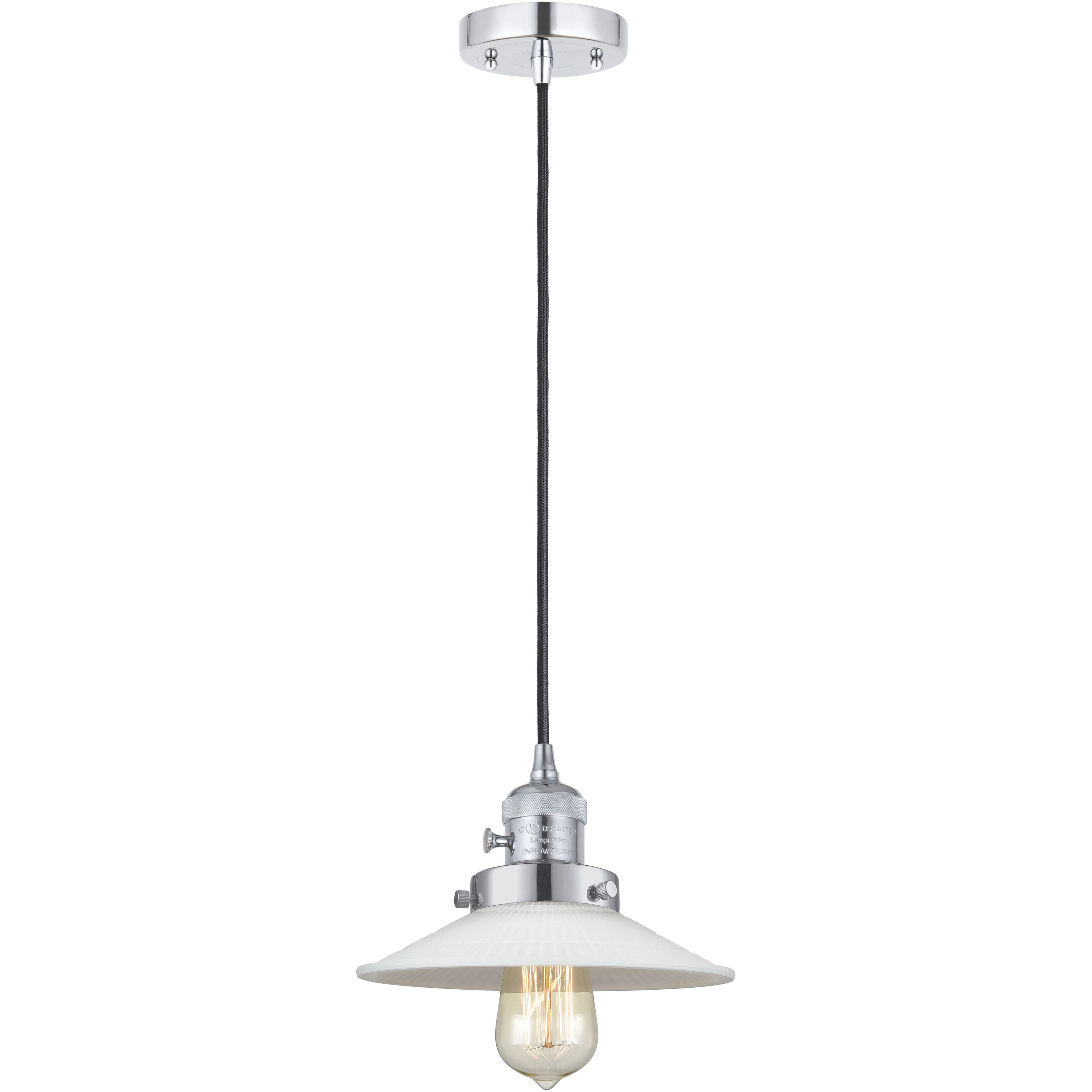 Franklin Restoration Halophane LED 8.5 inch Polished Chrome Mini Pendant Ceiling Light in Matte White Halophane Glass