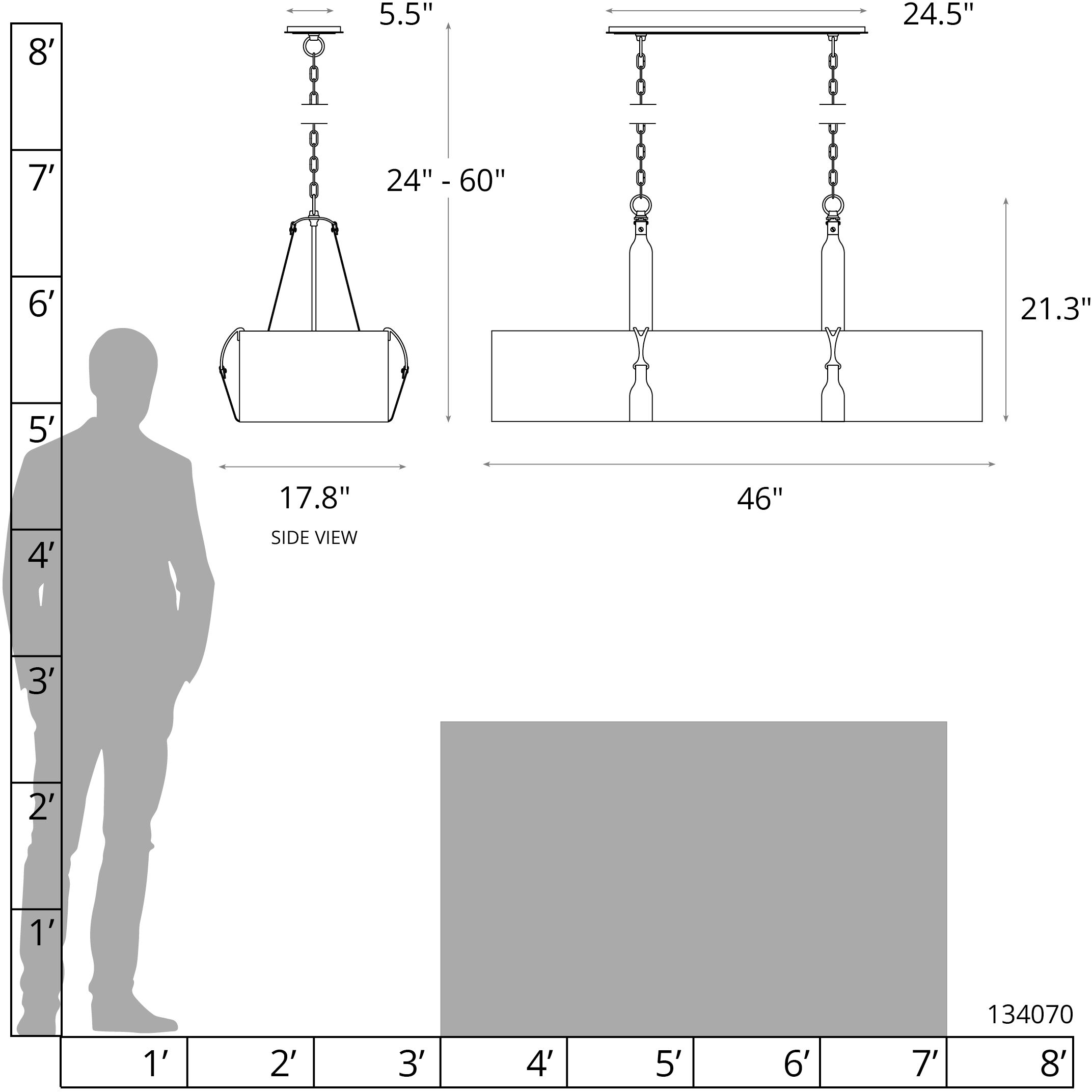 Saratoga 4 Light 46 inch Polished Nickel Pendant Ceiling Light in Leather Black, Natural Anna, Oval