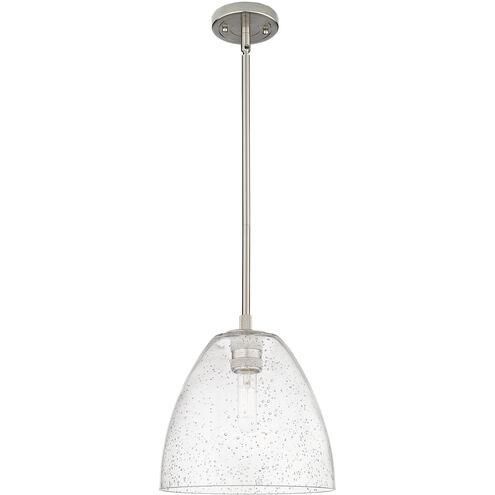 Crown Point 1 Light 9 inch Satin Nickel Pendant Ceiling Light in Seedy Glass