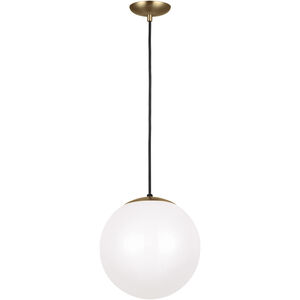 Leo - Hanging Globe 1 Light 12 inch Satin Brass Pendant Ceiling Light